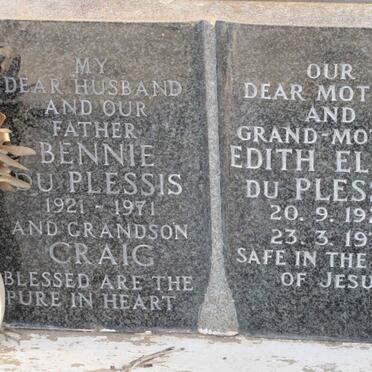 PLESSIS Bennie, du 1921-1971 &amp; Edith Ellen 1923-1975 :: DU PLESSIS Craig