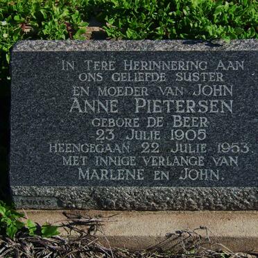 PIETERSEN Anne nee DE BEER 1905-1953