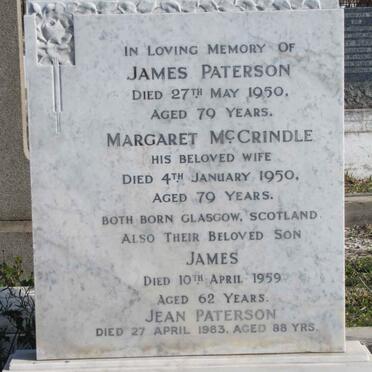 PATERSON James -1950 &amp; Margaret McCrindle -1950 :: PATTERSON James -1959 &amp; Jean -1983