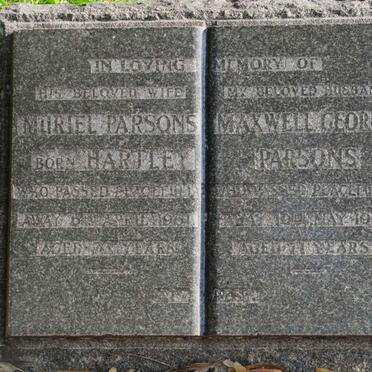 PARSONS Maxwell George -1950 &amp; Muriel HARTLEY -1961