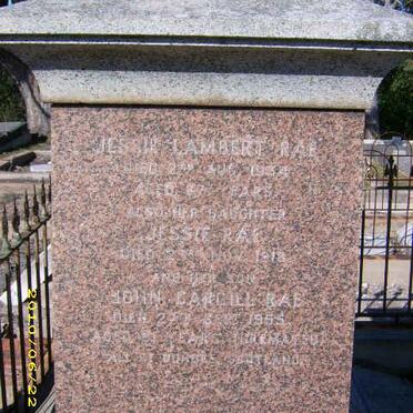 RAE Jessie Lambert -1934 :: RAE Jessie -1918 :: RAE John Cargill -1955