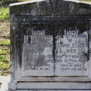 RICE Purl Richard 1850-1929 &amp; Annie Eliza 1851-1934