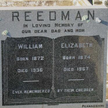 REEDMAN William 1872-1936 &amp; Elizabeth 1874-1967