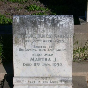 STAPLES William James -1928 &amp; Martha J. -1952