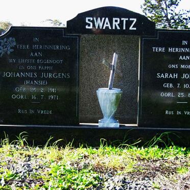 SWARTZ Johannes Jurgens 1911-1971 &amp; Sarah Johanna 1914-1999