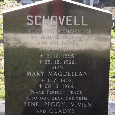 SCHOVELL Columbus 1895-1966 &amp; Mary Magdelean 1902-1976