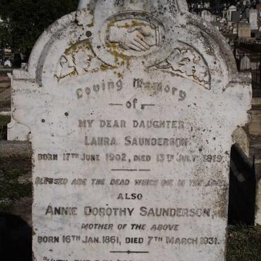 SAUNDERSON Laura 1902-1919 :: SAUNDERSON Annie Dorothy 1861-1931
