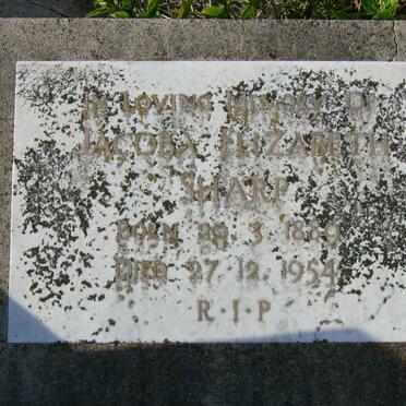 SHARP Jacoba Elizabeth 1889-1954