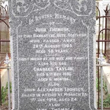 THOMSON John -1905 &amp; Jane -1932 :: THOMSON Charles Taylor -1896 :: THOMSON John Alexander -1918