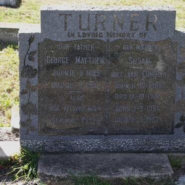 TURNER George Matthew 1885-194? &amp; Susan VAN TONDER 1888-1941 :: TURNER Gerald Peter 1957-1957