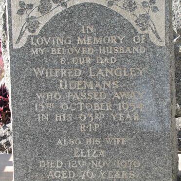 UDEMANS Wilfred Langley -1954 &amp; Eliza -1970