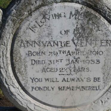 VENTER Ann, van de 1910-1953