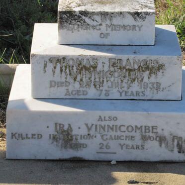 VINNICOMBE Thomas Francis -1932 :: VINNICOMBE Ira