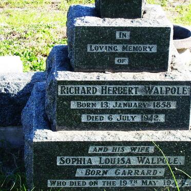 WALPOLE Richard Herbert 1858-1942 &amp; Sophia Louisa GARRARD -1944   