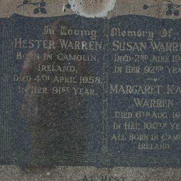 WARREN Margaret Kate -1965 :: WARREN Hester -1958 :: WARREN Susan -1965