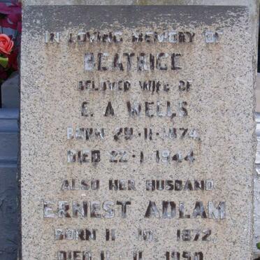 WELLS Ernest Adlam 1872-1950 &amp; Beatrice 1874-1944