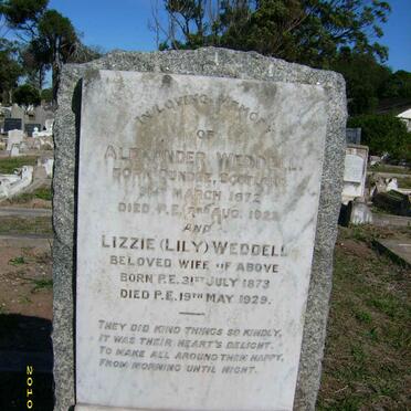 WEDDELL Alexander 1872-1923 &amp; Lizzie 1873-1929