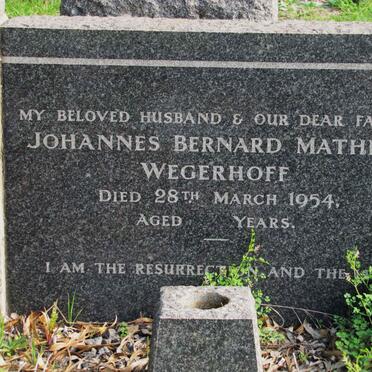 WEGERHOFF Johannes Bernard Mathias -1954
