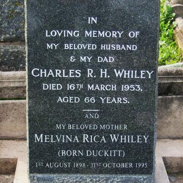 WHILEY Charles R.H. -1953 &amp; Melvina Rica DUCKITT 1898-1995