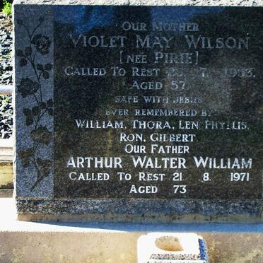 WILSON Arthur Walter William -1971 &amp; Violet May PIRIE -19?3