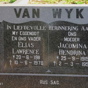 WYK  Elias Lawrence, van 1911-1978 &amp; Jacomina Hendrina 1915-1950
