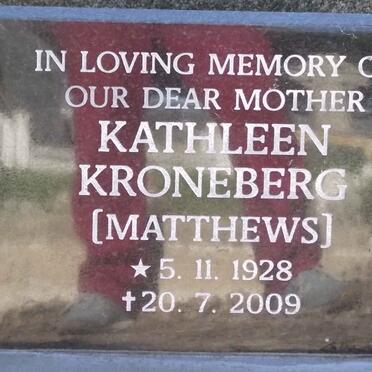 KRONEBERG Kathleen nee MATTHEWS 1928-2009