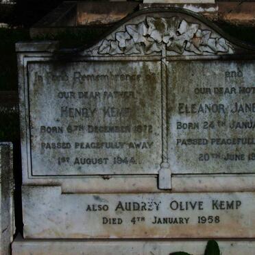 KEMP Henry 1872-1944 &amp; Eleanor Jane 1873-1950 :: KEMP Audrey Olive -1958 