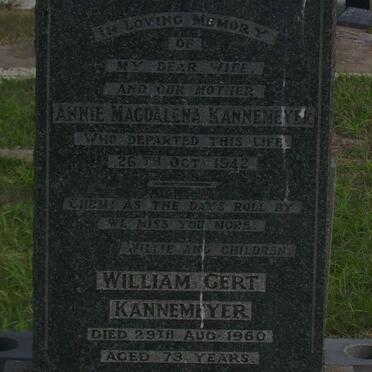 KANNEMEYER William Gert -1960 &amp; Annie Magdalena -1942 