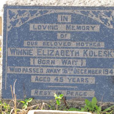 KOLESKY Winnie Elizabeth nee WAIT -1944