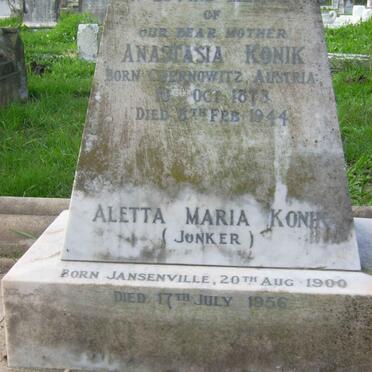 KONIK Anastasia 1873-1944 :: KONIK Aletta Maria nee JONKER 1900-1956