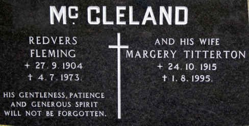 McCLELAND Redvers Fleming 1904-1973 &amp; Margery TITTERTON 1915-1995