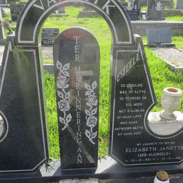 EYK Elizabeth Jeanette, van nee KLEINGELD 1953-1998