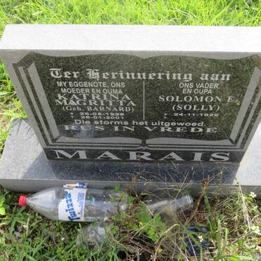 MARAIS Solomon E. 1926- &amp; Katrina Magritta BARNARD 1928-2001