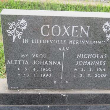 COXON Nicholas Johannes 1914-2008 &amp; Aletta Johanna 1905-1998