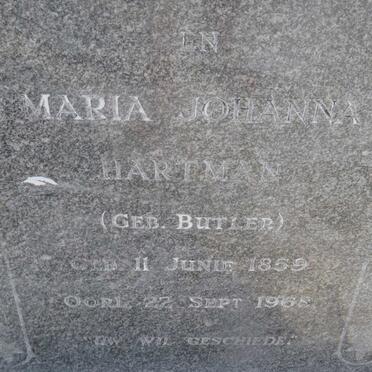 HARTMAN Maria Johanna nee BUTLER 1859-1968
