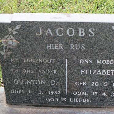 JACOBS Quinton D. -1982 &amp; Elizabeth 1912-1986