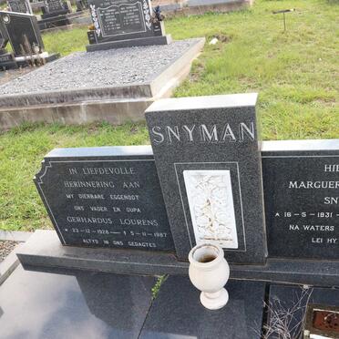SNYMAN Gerhardus Lourens 1928-1987 &amp; Marguerite Lucille 1931-1993