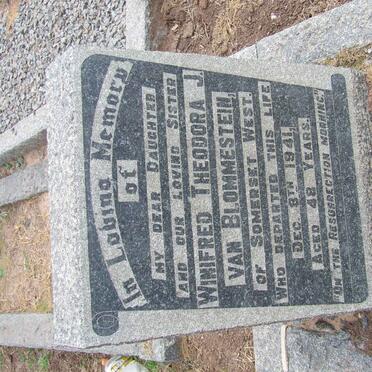 BLOMMESTEIN Winifred Theodora J., van -1941