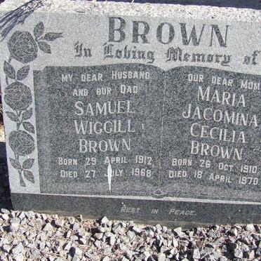 BROWN Samuel Wiggill 1912-1968 &amp; Maria Jacomina Cecilia 1910-1970