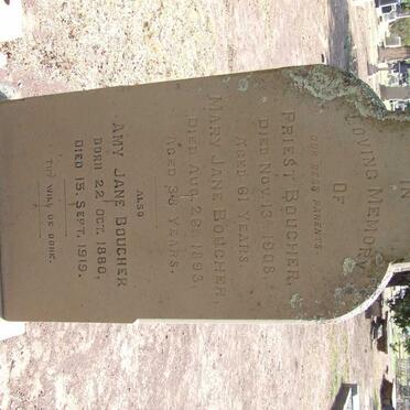 BOUCHER Priest -1908 &amp; Mary Jane -1893 :: BOUCHER Amy Jane 1880-1919