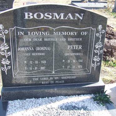BOSMAN Peter 1940-1976 &amp; Johanna MENTOOR 1929-2007