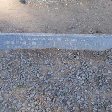 BOTHA Reuben Grandeur 1888-1956 &amp; Hester Antoinette 1898-1957