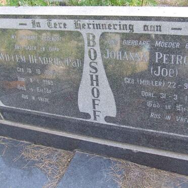 BOSHOFF Willem Hendrik 1895-1969 &amp; Johanna Petronella MULLER 1897-1986