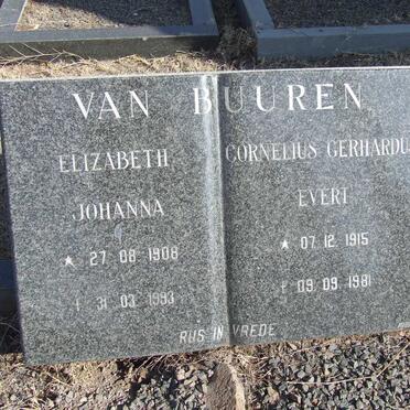 BUUREN Cornelius Gerhardus Evert, van 1915-1981 &amp; Elizabeth Johanna 1908-1993