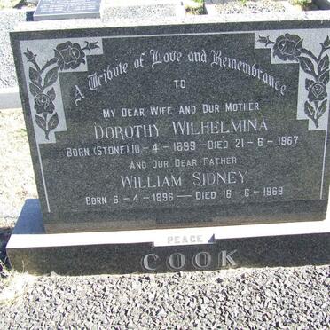 COOK William Sidney 1896-1969 &amp; Dorothy Wilhelmina STONE 1899-1967