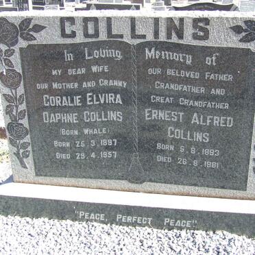 COLLINS Ernest Alfred 1893-1981 &amp; Coralie Elvira Daphne WHALE 1897-1957