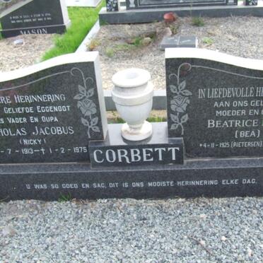 CORBETT Nicholas Jacobus 1913-1975 &amp; Beatrice Rose PIETERSEN 1925-2005