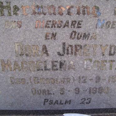 COETZEE Dora Joretyda Magdalena nee GROBLER 1905-1990