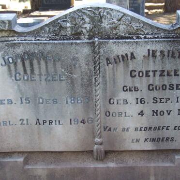 COETZEE Johannes C. 1864-1946 &amp; Anna Jesiena S. GOOSEN 1868-1938