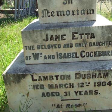 DURHAM Jane Etta, Lambton nee COCKBURN -1904